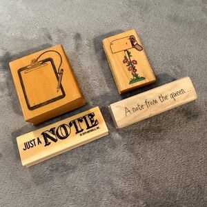Set of Wooden Rubber Stamps with Note Designs